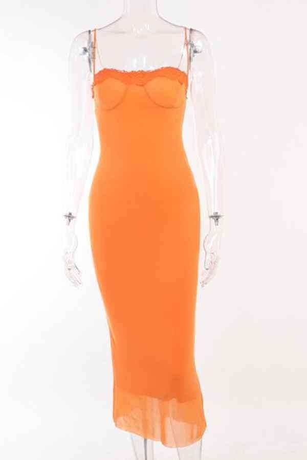 Sexy Lace Patched Mesh Layered Sleeveless Maxi Dress image 3