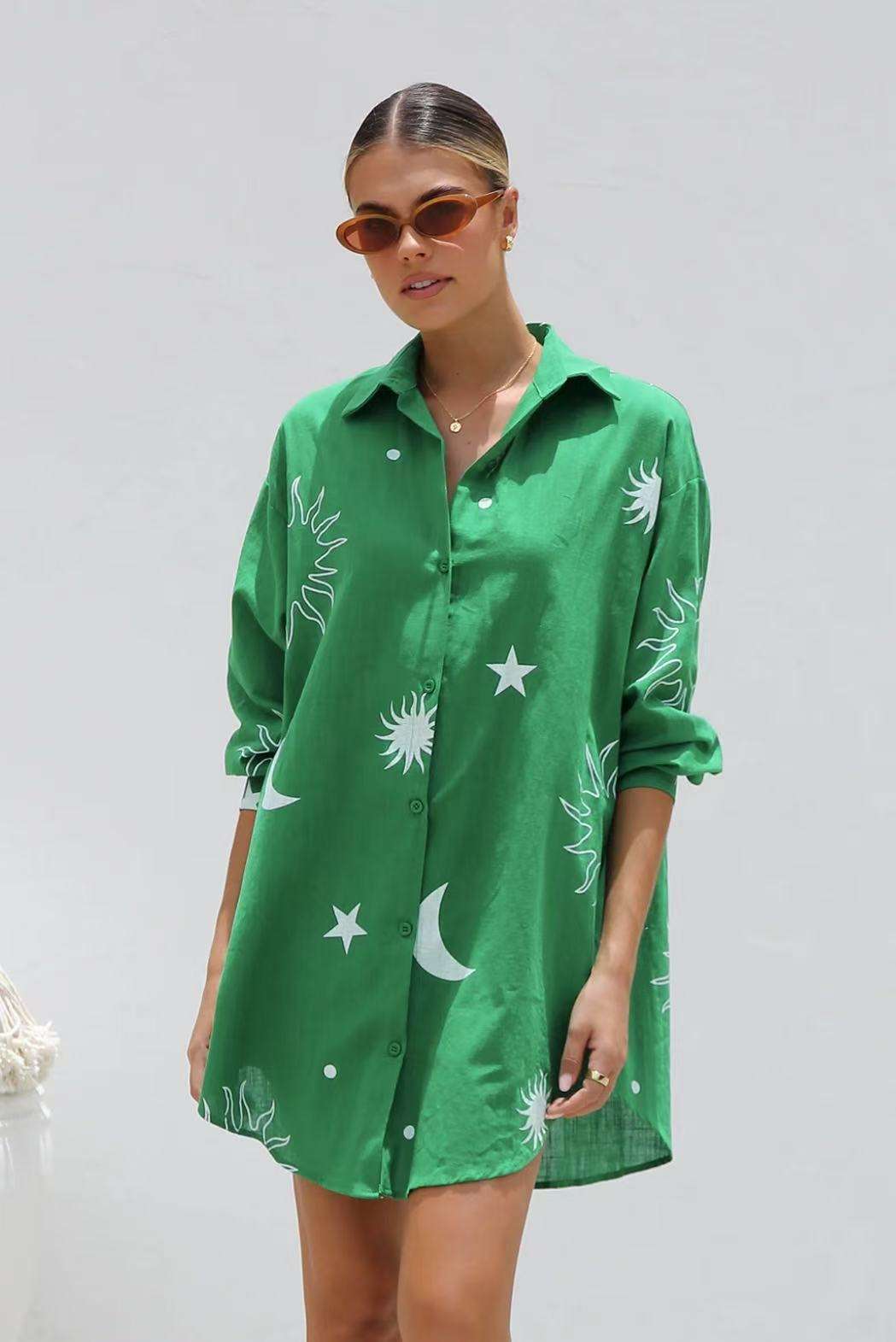 Celestial Print Button-Down Shirt image 1