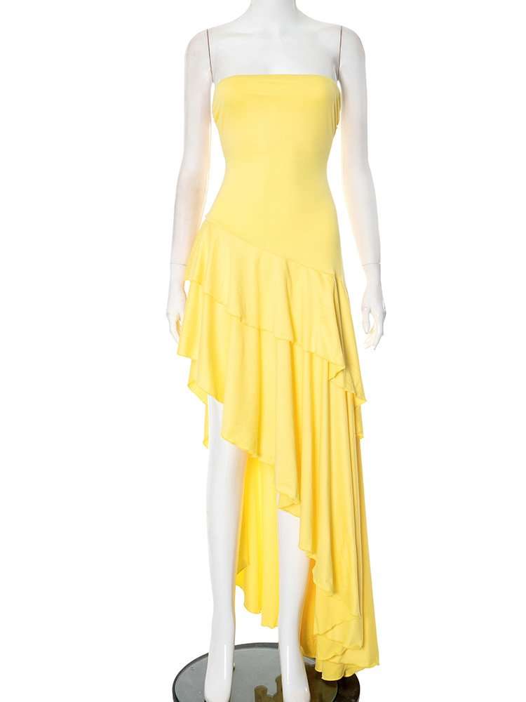 Strapless Asymmetrical Ruffle Dress image 3