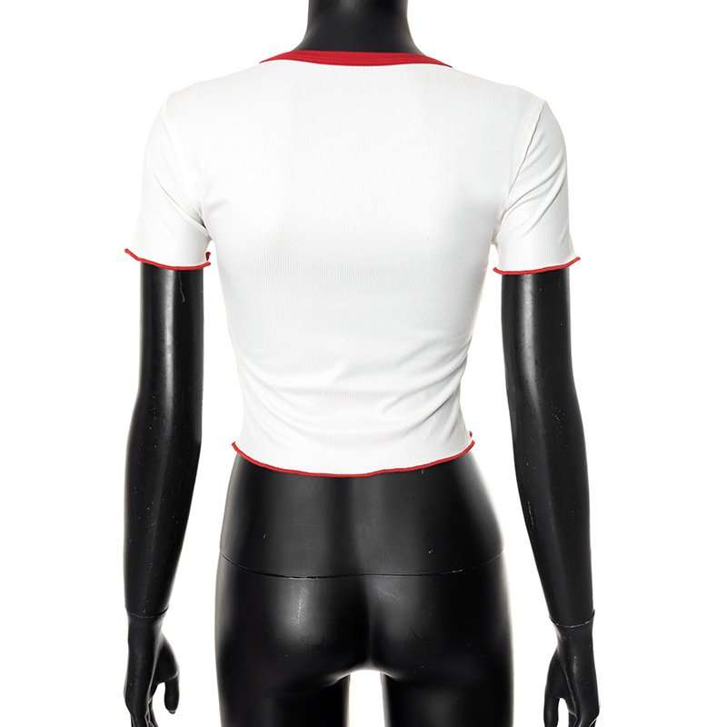 Cherry Embroidered Ringer Crop Top image 5