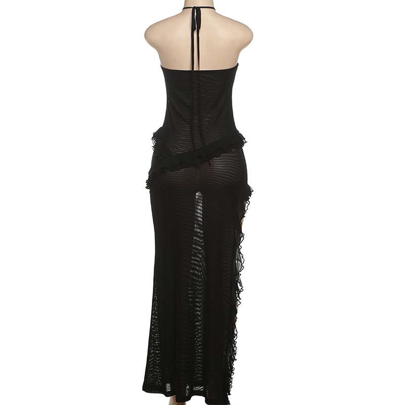 Halter Maxi Dress with Ruffle Details image 6