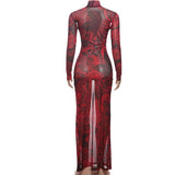 Stand Collar Dark Floral Print Casual Dress image 3