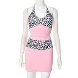 Halter Leopard Print Top and Shorts Set image 2