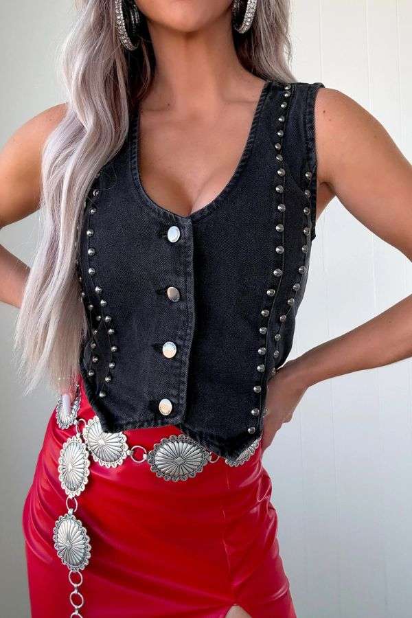 Vest with Studded Detailing image 0