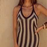 Striped Knit Maxi Dress - L, Multi Beige image