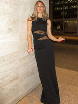 Elegant Black Cut-Out Maxi Dress - L, Black image