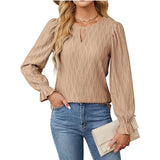 Crew Neck Pullover Flared Sleeve Tops image 1