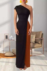 Elegant Two-Tone One-Shoulder Evening Gown image 0