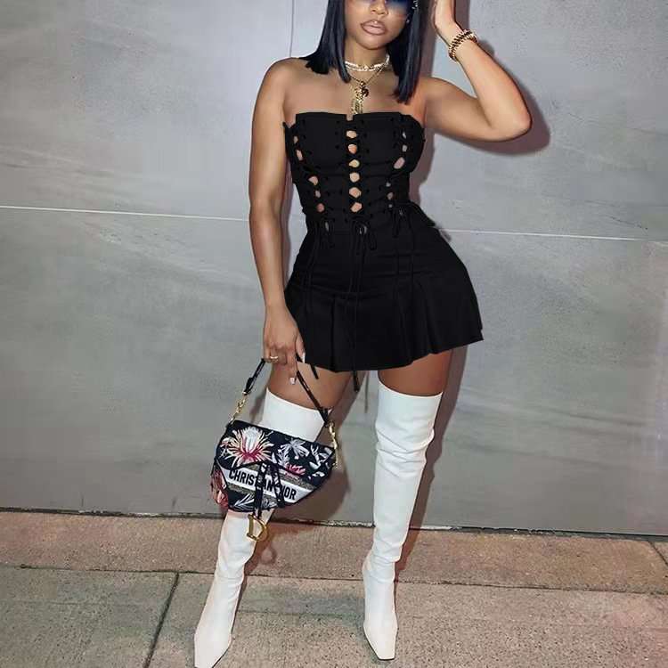 Strapless Lace-Up Corset Mini Dress image 5