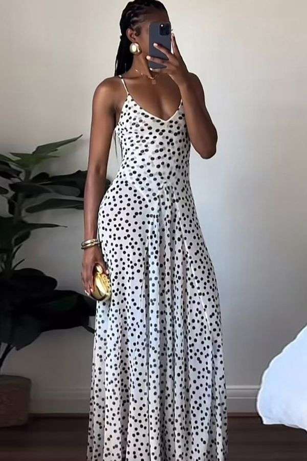 Polka Dot Spaghetti Strap Maxi Dress image 0