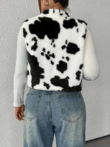 Cow Print Faux Fur Vest Jacket image 4