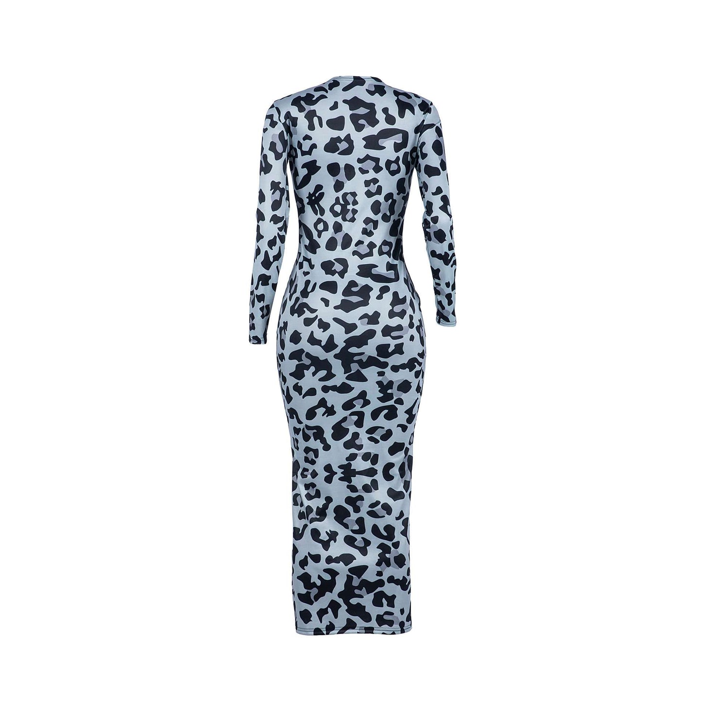 Leopard Print Crew Neck Maxi Dress image 4