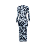 Leopard Print Crew Neck Maxi Dress image 4