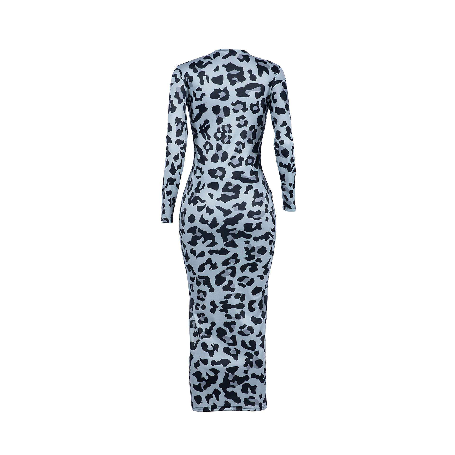 Leopard Print Crew Neck Maxi Dress image 4
