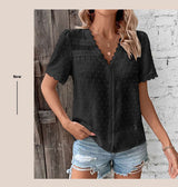 Crochet-Trim V-Neck Blouse image 0