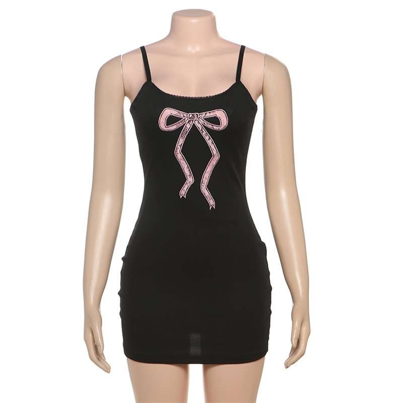 Mini Slip Dress with Bow Graphic image 2