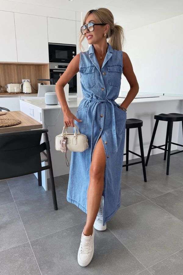 Midi Shirt Dress with Belt image 0