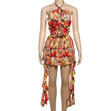 Tropical Print Ruffle Halter Mini Dress image 5