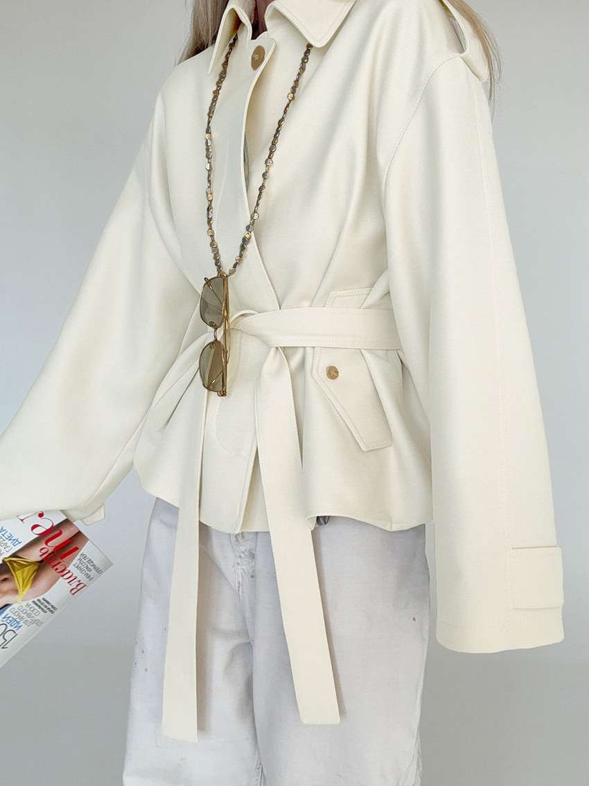 Belted Oversized Utility Jacket - L, Off White image