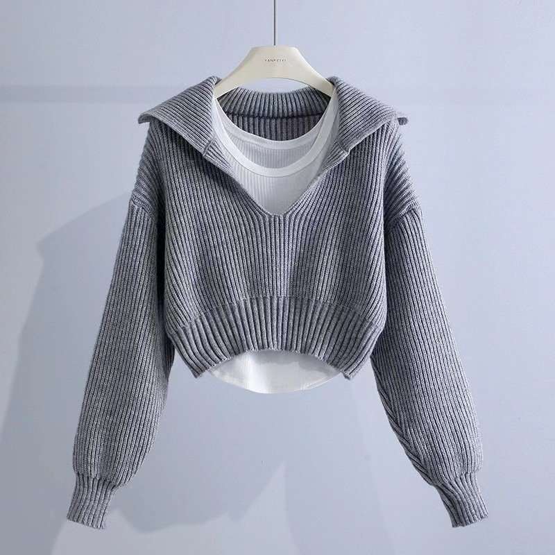 Cropped Knit Pullover Sweater image 3