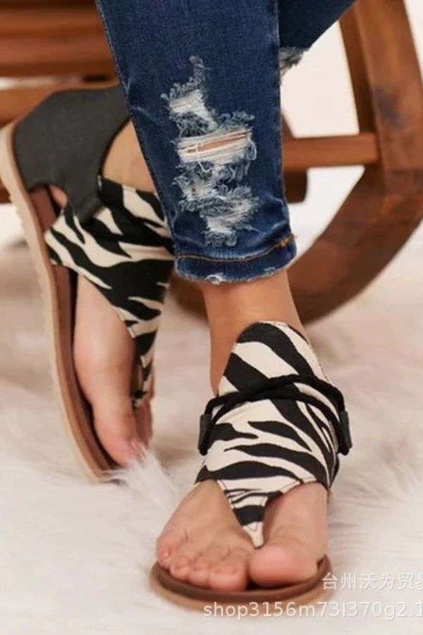 Zebra Print Thong Sandals image 0