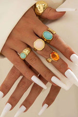 Vintage-Inspired Chunky Gemstone Ring Set image 0