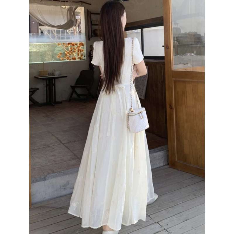 Maxi Dress with Puff Sleeves and Square Neckline image 1