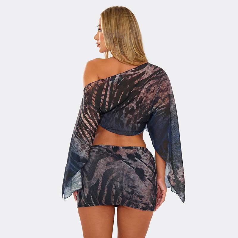 Animal Print Off-Shoulder Crop Top & Skirt image 2