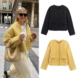 Yellow Quilted Button-Up Jacket image 3