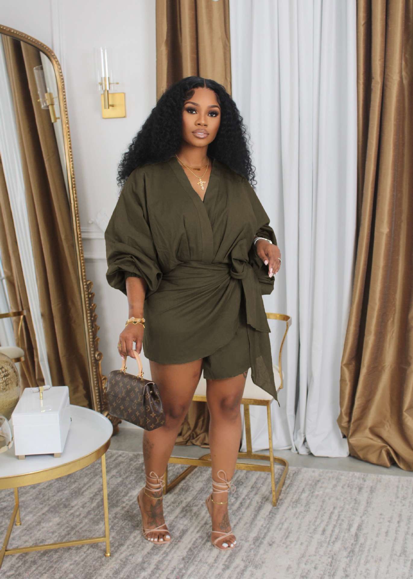 Serenity Wrap Dress - M, Green image