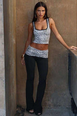 Animal Print Crop Top & High-Waisted Pants Set image 0