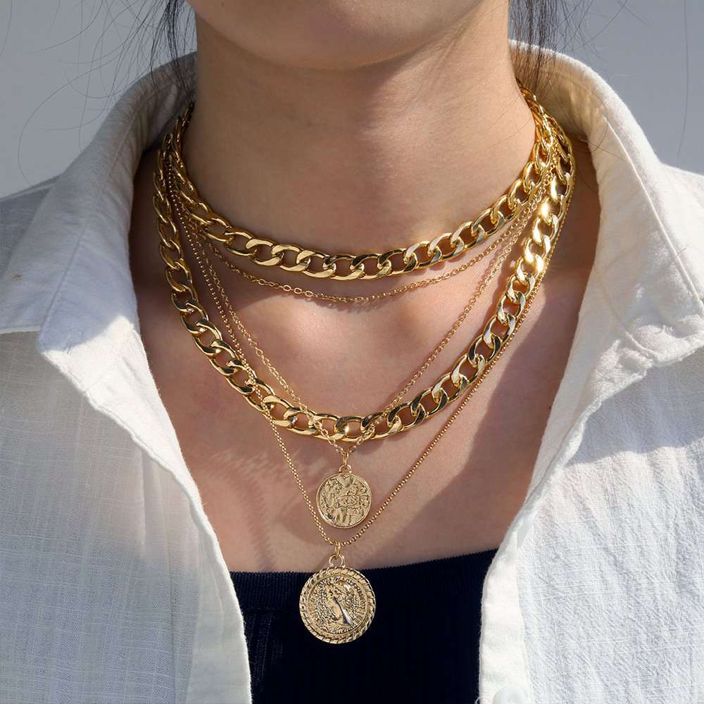 Stylish Multilayer Chain Pendant Necklace image 1