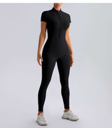 Short-Sleeve Athletic Jumpsuit with Front Zip image 3
