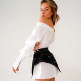 Asymmetrical High-Waisted Denim Mini Skirt image 2