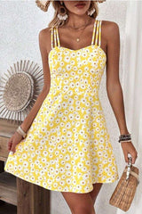 Daisy Print Summer Dress with Spaghetti Straps image 0
