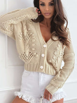 Cozy Beige Knitted Cardigan image 5