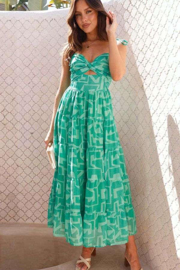 Tropical Maze Cutout Midi Dress image 0
