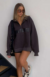 Zip Front Sweater - S, Black image