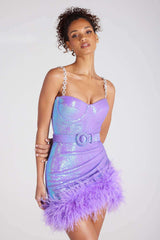 Mini Dress with Feather Hem image 2