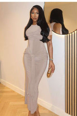 Solid Tie-wrap Sleeveless Maxi Dress image 1