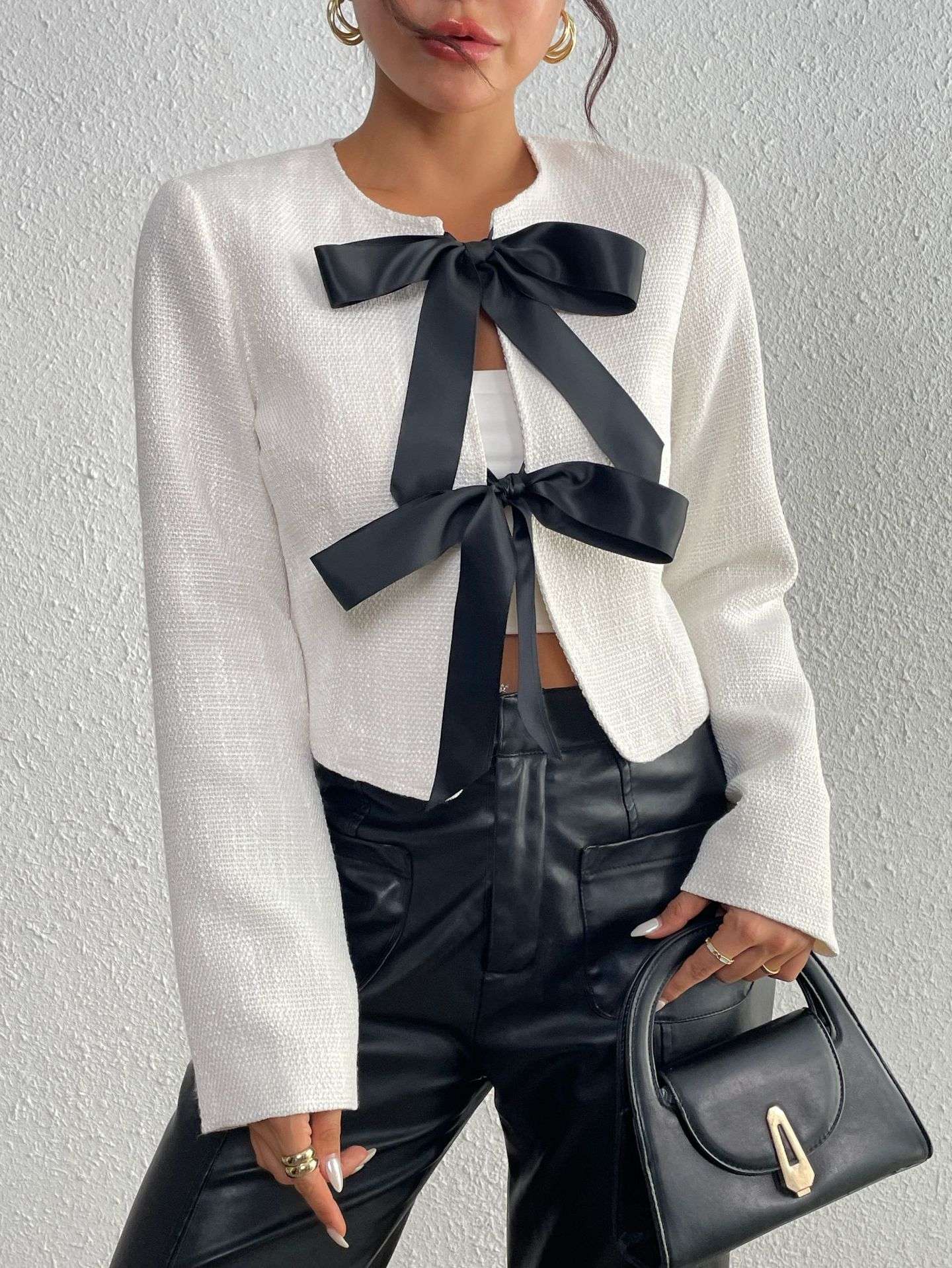 Asymmetric Bow Long Sleeve Jacket image 0