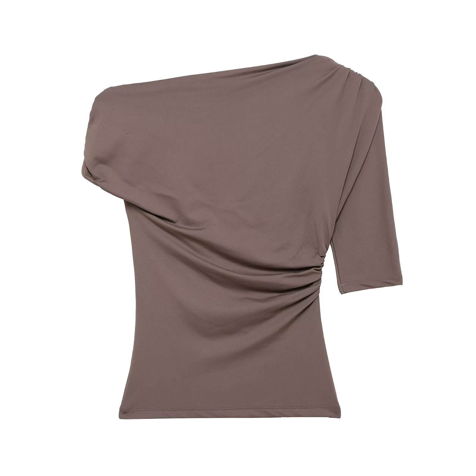 Asymmetrical One-Shoulder Ruched Top image 4