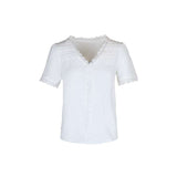 Crochet-Trim V-Neck Blouse image 6