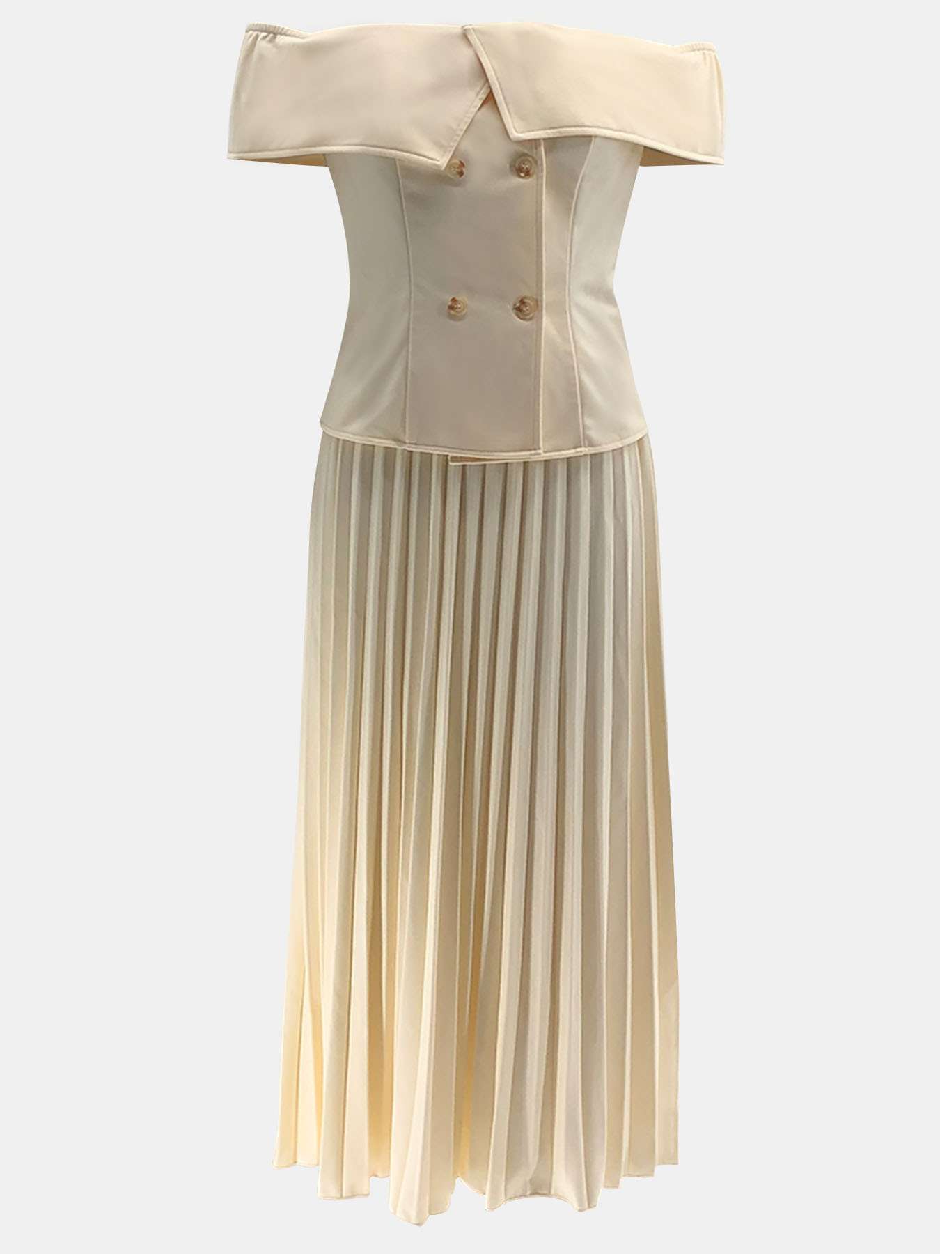 Off shoulder pleated blouse and skirt image 6