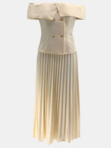Off shoulder pleated blouse and skirt image 6