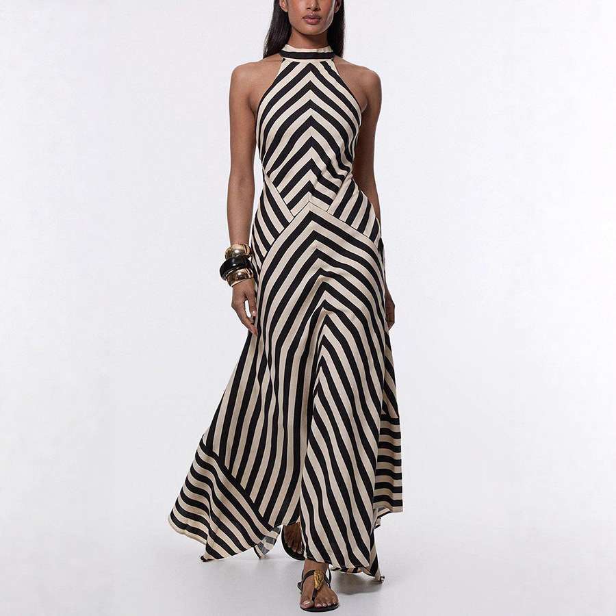 Geometric Striped Maxi Dress image 2