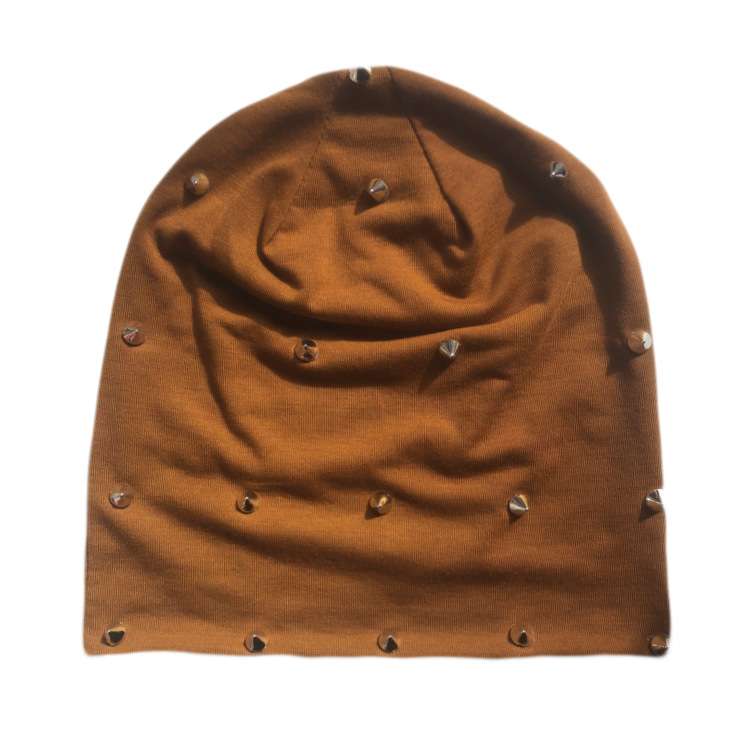 Unisex Rivet Beanie Hat - Free Size, Brown image