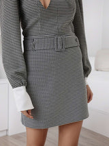 Houndstooth Dress with Oversized Collar image 6