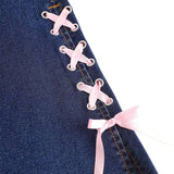 Flared Jeans with Bow & Lace-Up Detail image 3