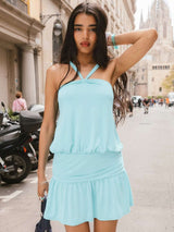 Summer Dress with Double Strap Detail - S, Blue image